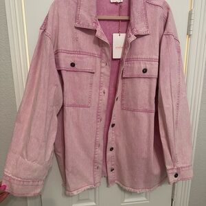 NWT Pink Jean Jacket Oversized Denim Style